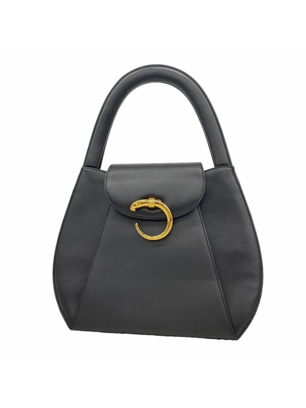 Cartier Handbag Panthere Leather Black Gold